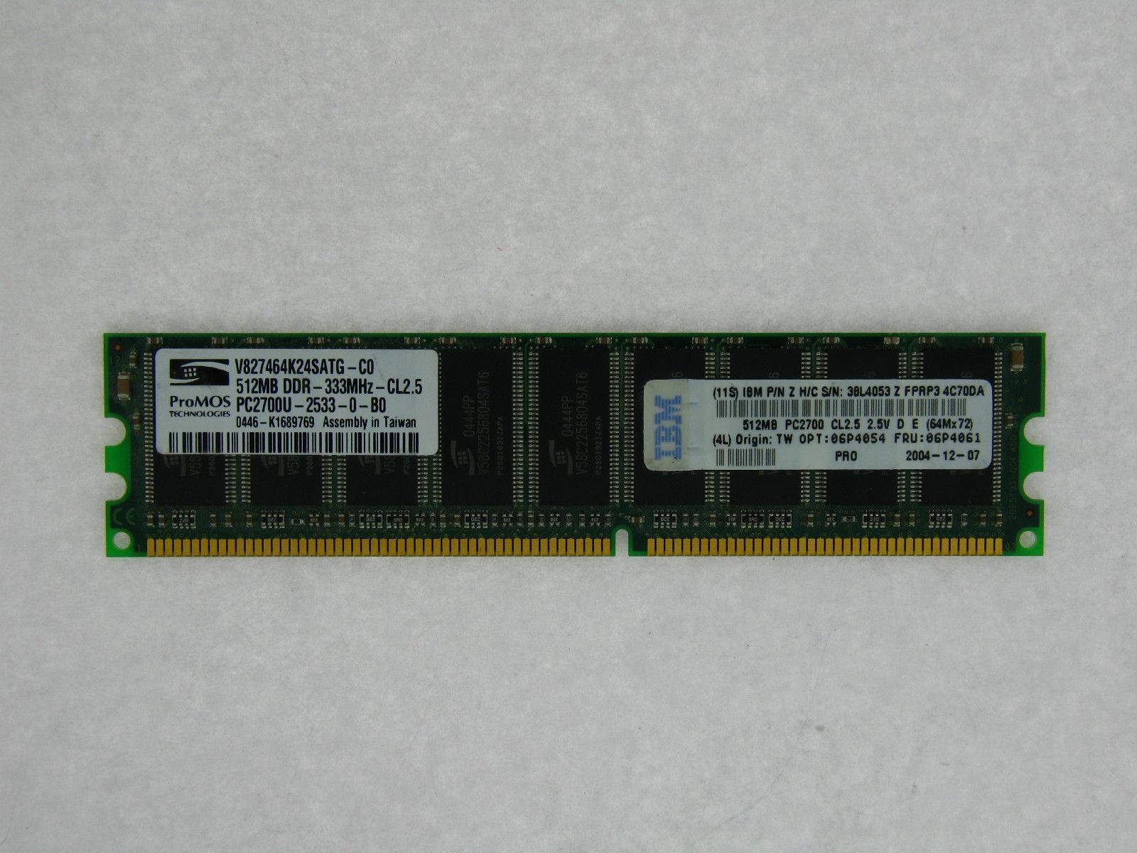 Ibm – 512mb 333mhz Pc2700 184-pin Dimm Cl25 Ecc Ddr Sdram Genuine Ibm Memory For Ibm Eserver Xseries206 306(06p4061)