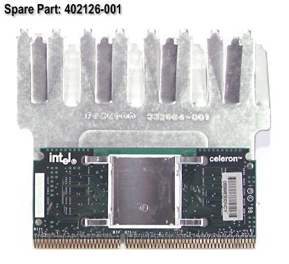 Intel Celeron processor – 400MHz (Mendocino, 66MHz front side bus, 128KB Level-2 cache, SEPP, Slot 1) – Includes heat sink