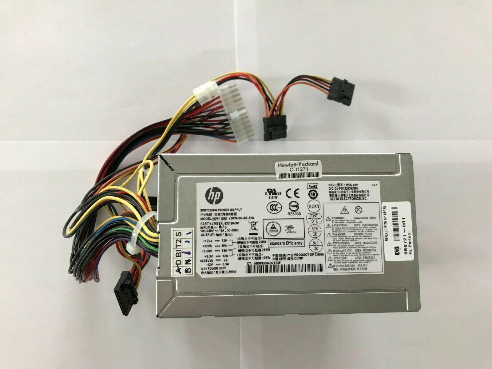 DPS 300AB 61A 633190 001 656721 001 power supply unit psu rated at 300 watts active power factor correction pfc merlot e not for use in brazil