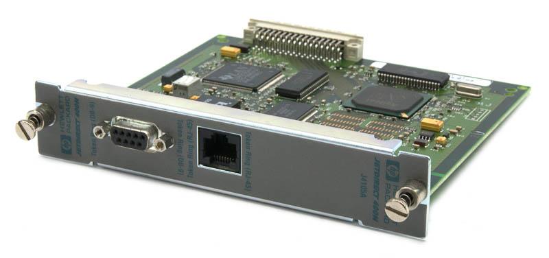 JetDirect 400N modular input/output (MIO) internal print server – Provides token ring network connection using RJ45 or DB9 connectors